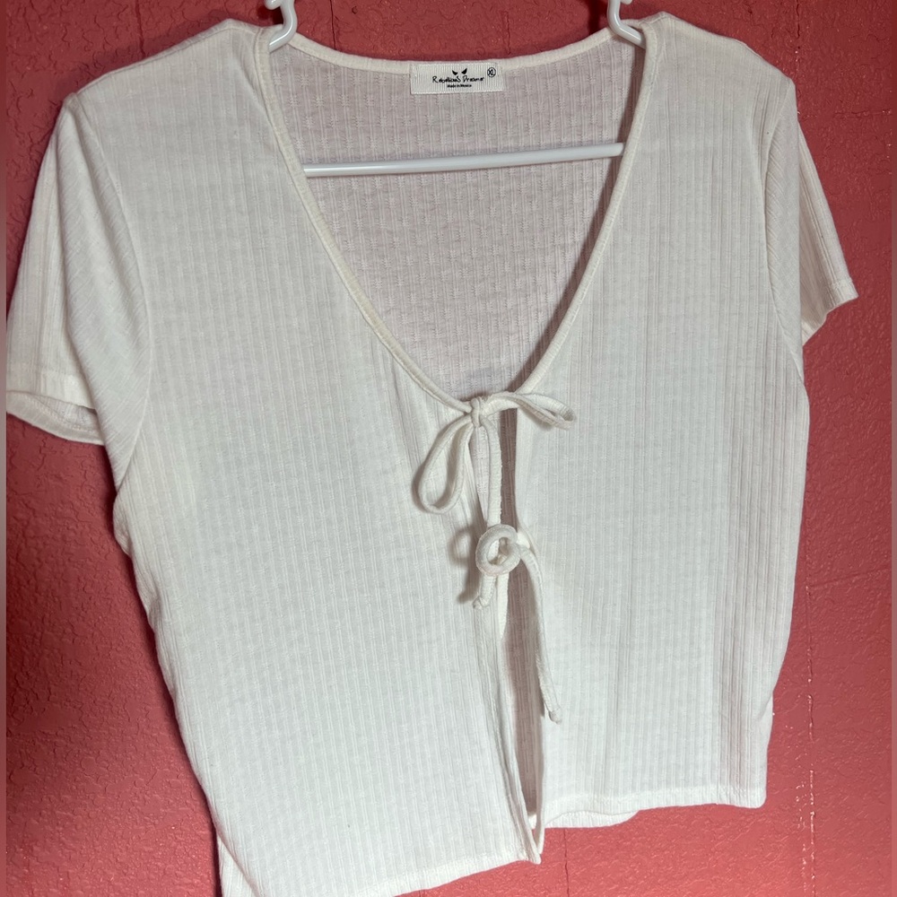white cropped blouse